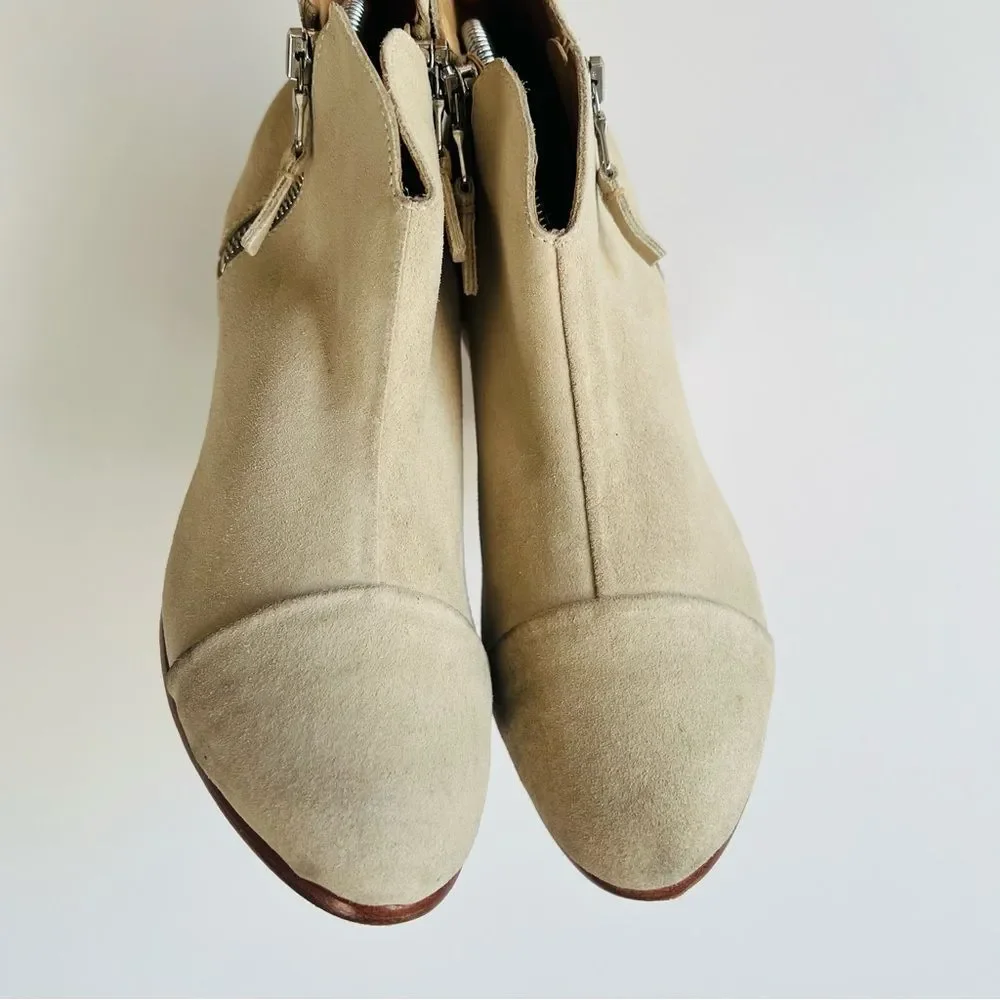 Rag & Bone Margot Leather Ankle Boots in Champagne Size 39.5
